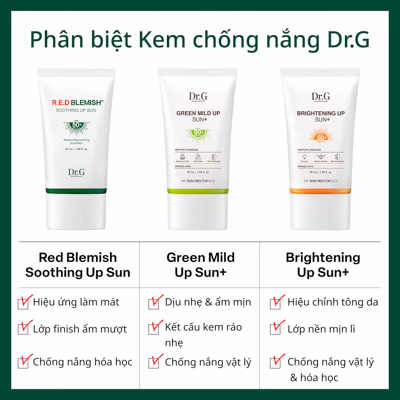 Kem chống nắng vật lý Dr.G Green Mild Up Sun+ SPF50+ PA++++ 50ml