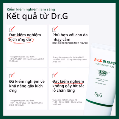 Kem CHỐNG NẮNG DỊU DA DR.G R.E.D BLEMISH SOOTHING UP SUN SPF 50+ PA++++